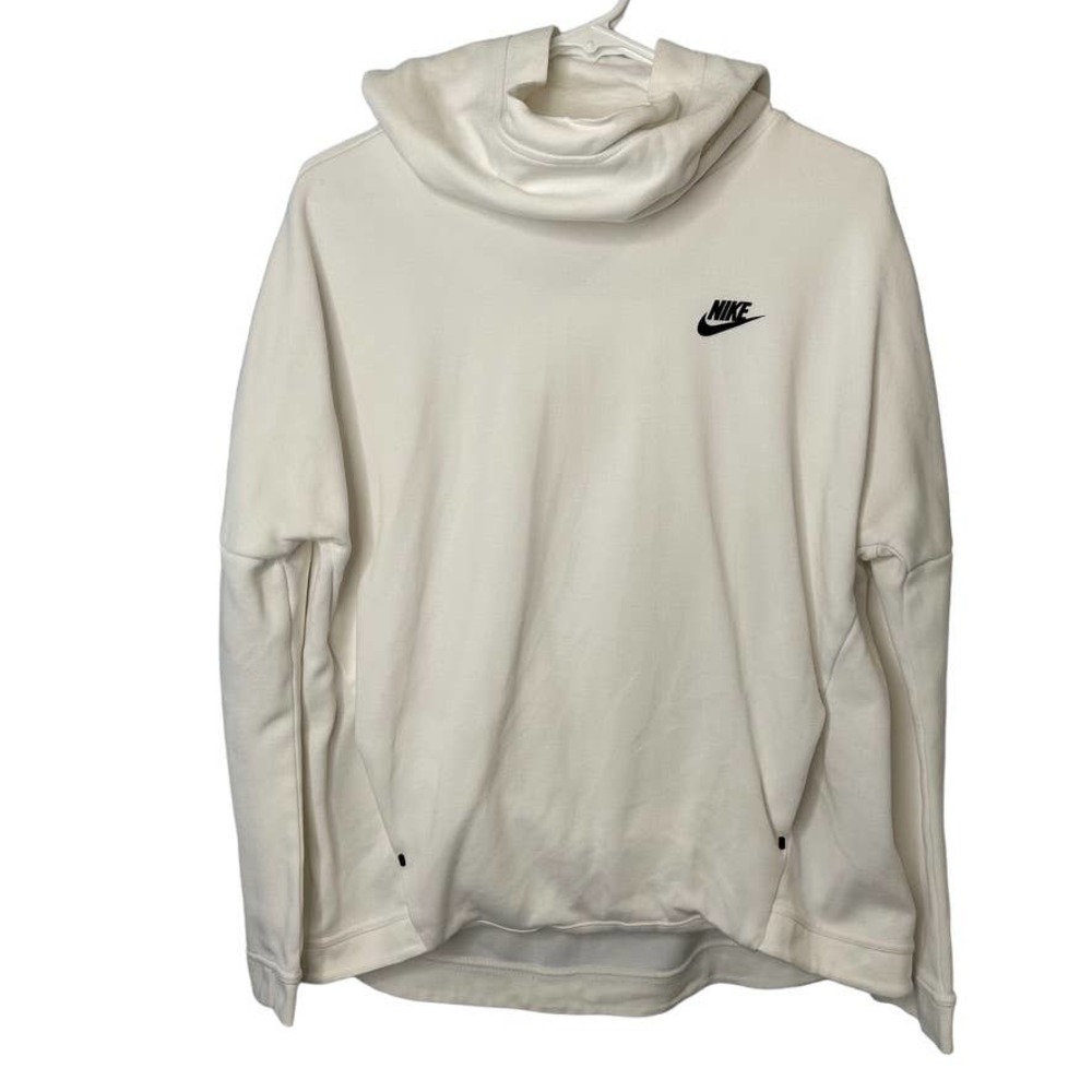 Nike Women's White Sportswear Tech Fleece Pullover Hoodie Size large